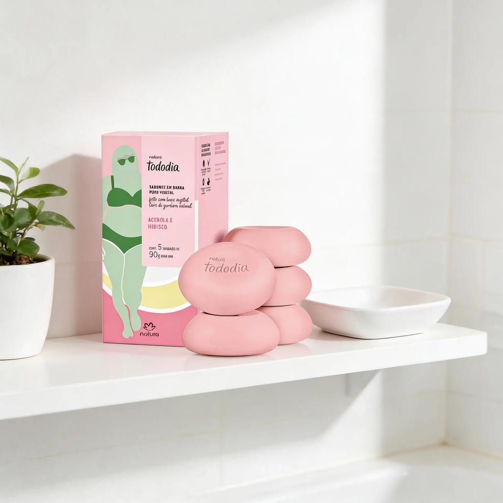 Jabones En Barra Vegetal Acerola E Hibisco Tododia 5x90g