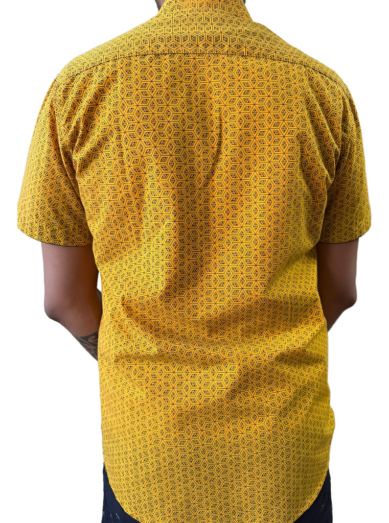 Camisa Masculina Manga Corta M Batik Amarillo