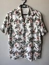 Camisa Shein Hombre Cuello Americano Manga Corta Natural Blanco Floreado S