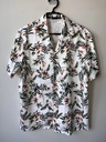 Camisa Shein Hombre Cuello Americano Manga Corta Natural Blanco Floreado S