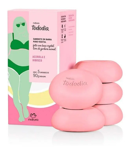 [12756] Jabón Natura Tododia Acerola E Hibisco 5 Unidades De 90g