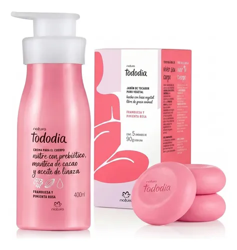 [7908132220194] Crema 400ml Y Jabon 5un Natura - Frambuesa Y Pimienta Rosa